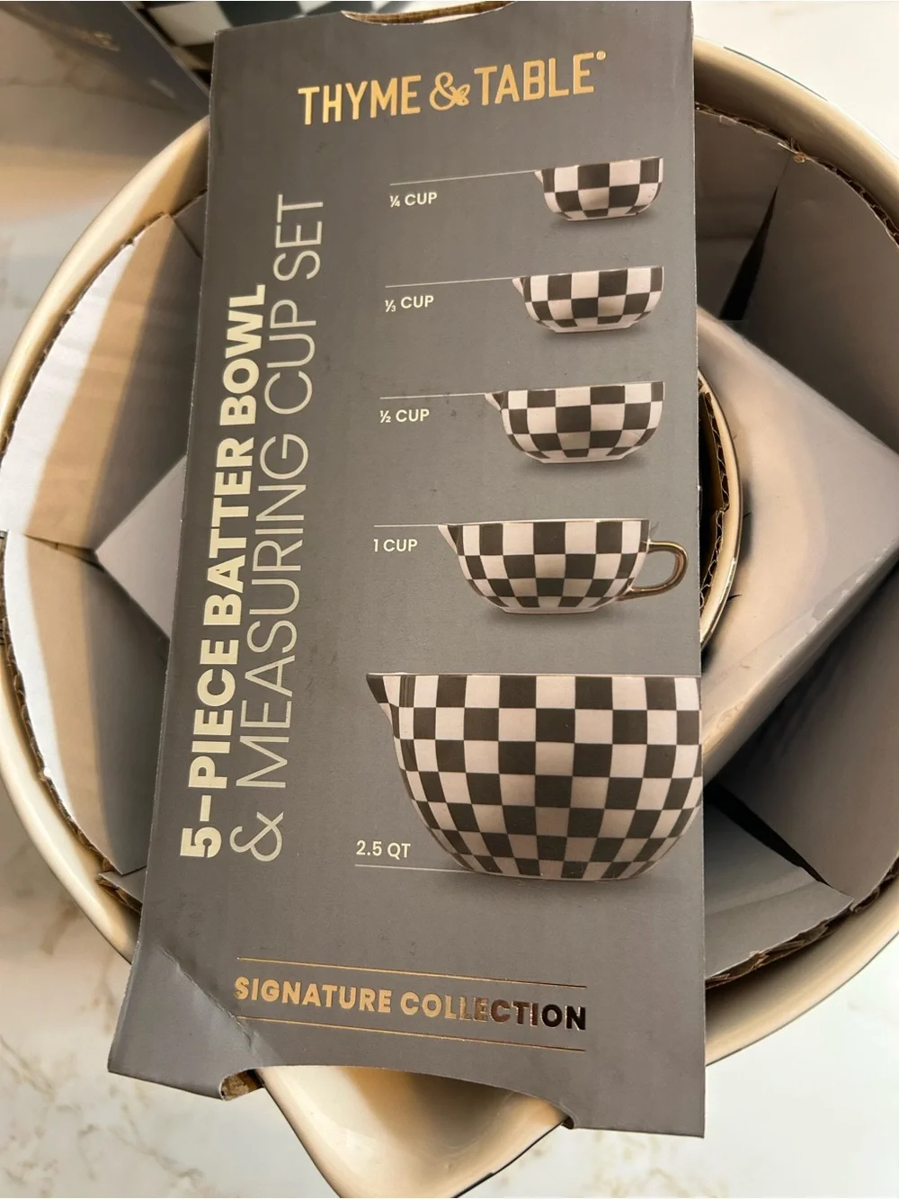 Black Check 5-Piece Batter Bowl & Measuring Cup Set